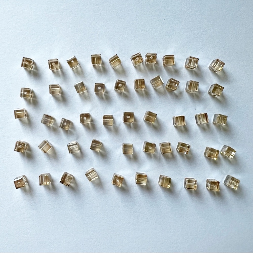 Swarovski Crystal 4mm Golden Shadow Faceted Cube Beads